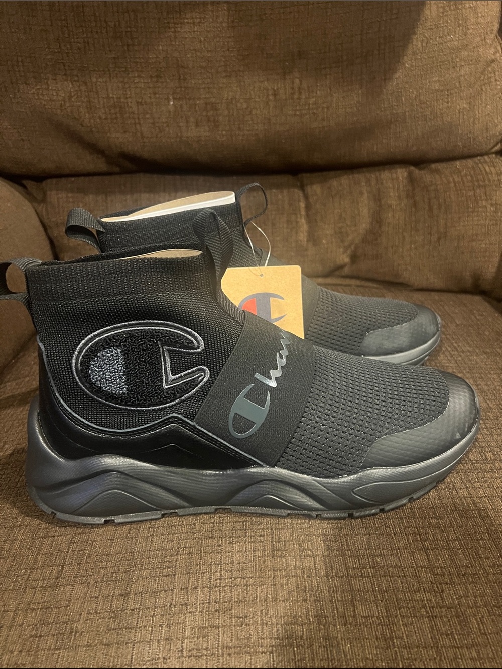 Mens Champion Rally Pro Knit Black Slip On Sneakers - Picture 4 of 10